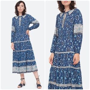 New! Sea New York Penelope Blue Paisley Floral Midi Dress 💙 XS